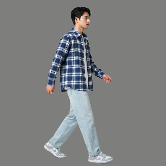 Relaxed Fit Plaid Long Sleeve Casual Shirt