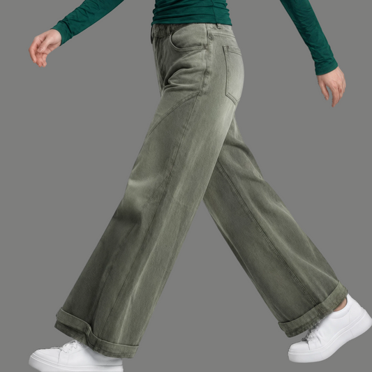 Relaxed Fit Paneled Flare Denim Pants