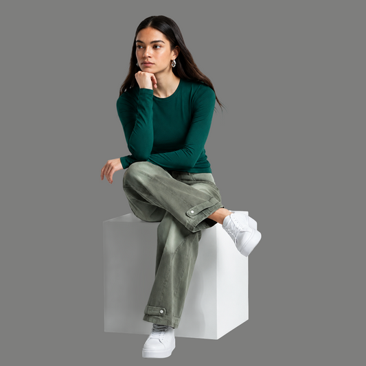 Relaxed Fit Paneled Flare Denim Pants