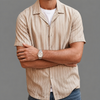 Oversized Striped Short Sleeve Resort Button Shirt