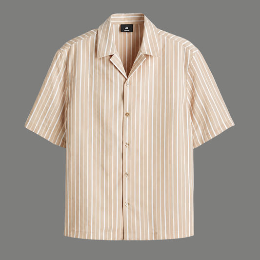 Oversized Striped Short Sleeve Resort Button Shirt