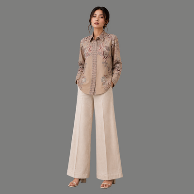 Beige Paisley Tunic Shirt