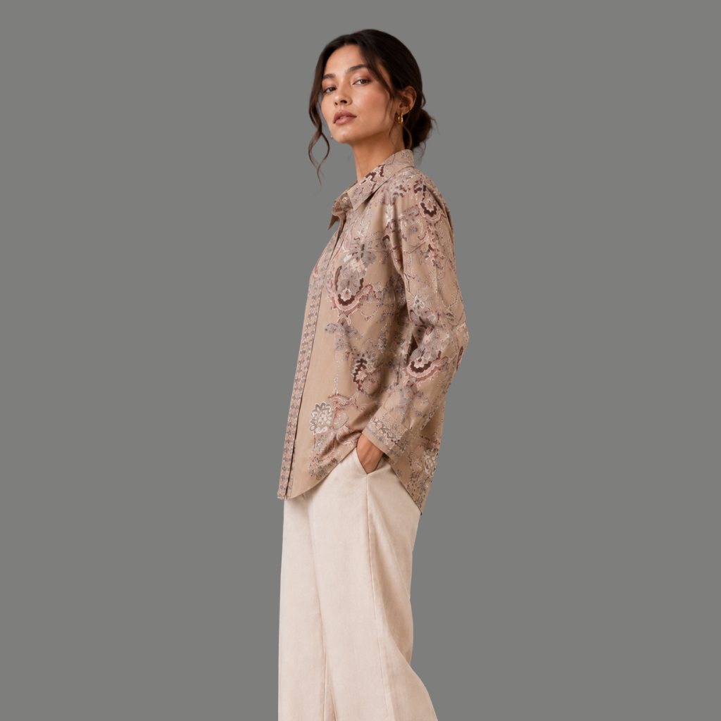 Beige Paisley Tunic Shirt