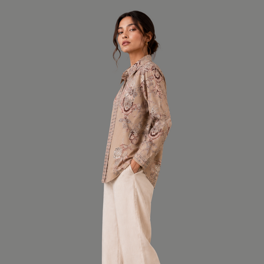 Beige Paisley Tunic Shirt
