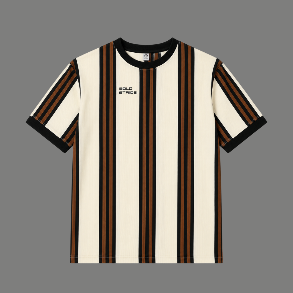 Vertical Block Striped Graphic Crewneck T Shirt