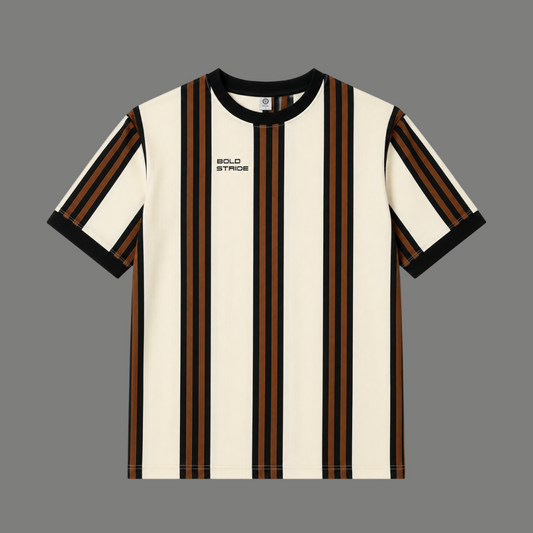 Vertical Block Striped Graphic Crewneck T Shirt