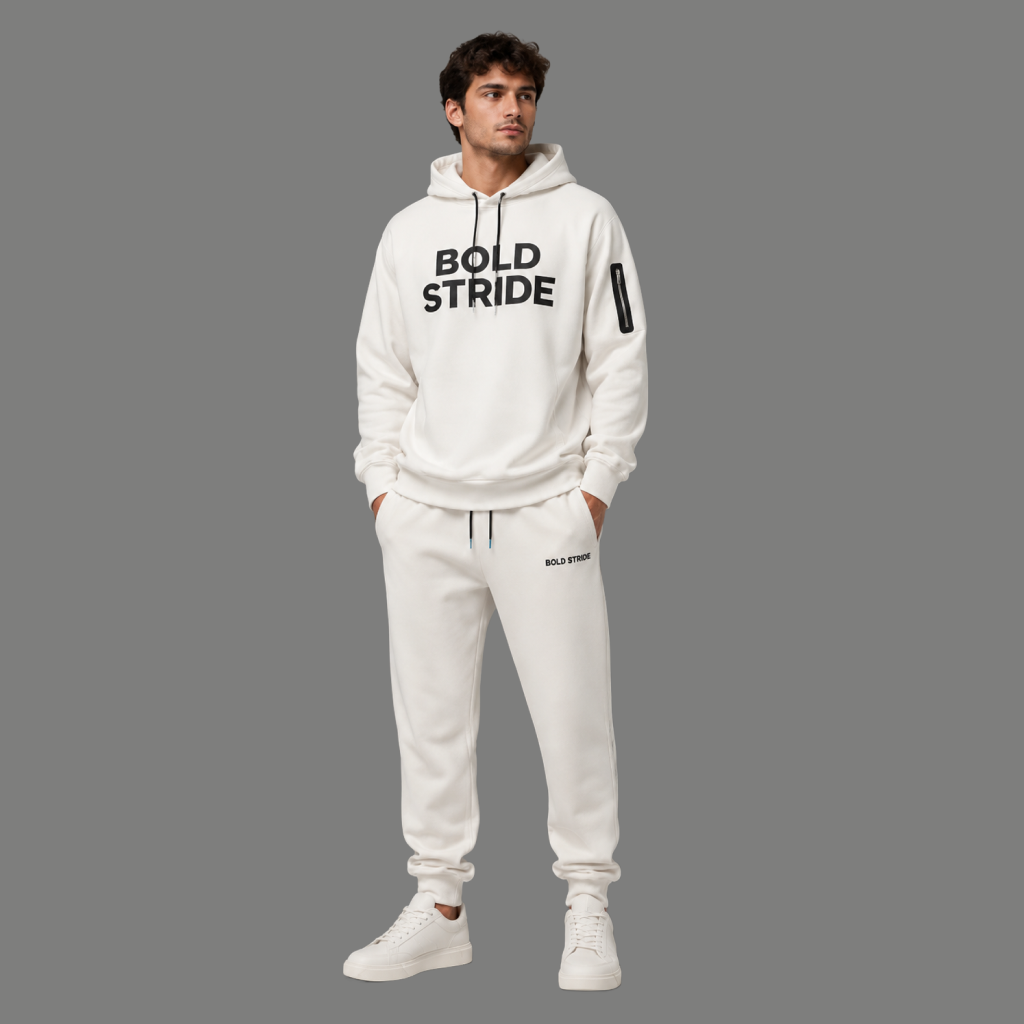 Glacier Ivory Hoodie - Boldstride - straight-on view