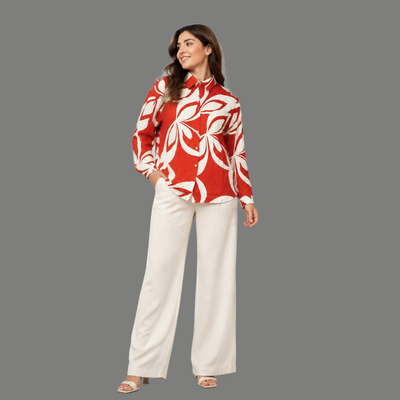Red Abstract Floral Shirt