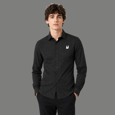 Black Micro Dot Print Shirt