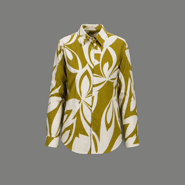 Olive Abstract Floral Shirt