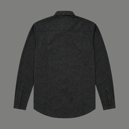 Black Micro Dot Print Shirt - flat