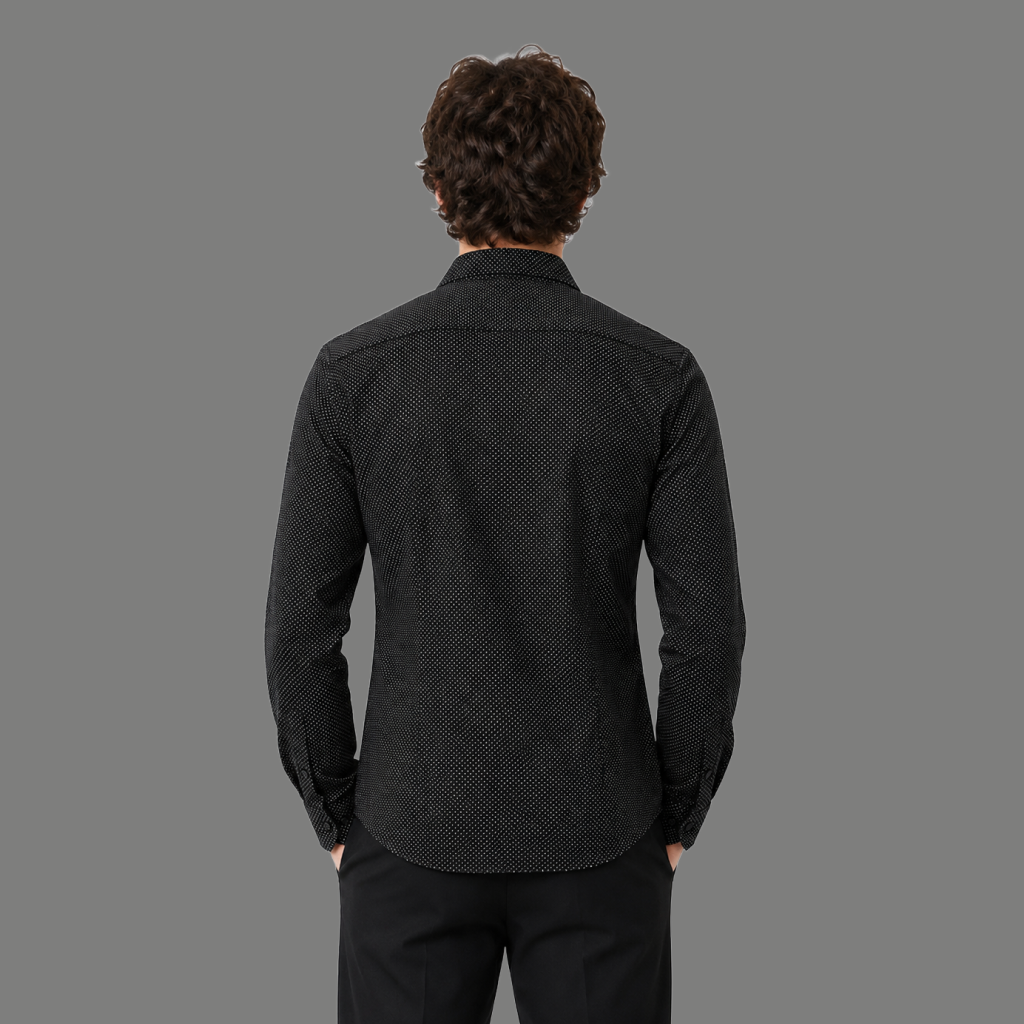 Black Micro Dot Print Shirt - back