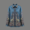 Teal Paisley Satin Shirt - flat
