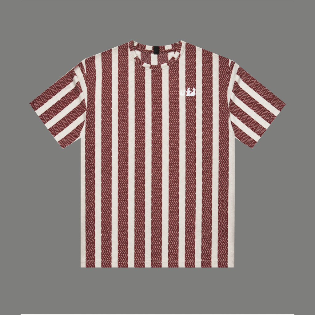 Burgundy Stripe Oversized Tee - flat