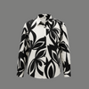 Black & White Abstract Floral Shirt - flat