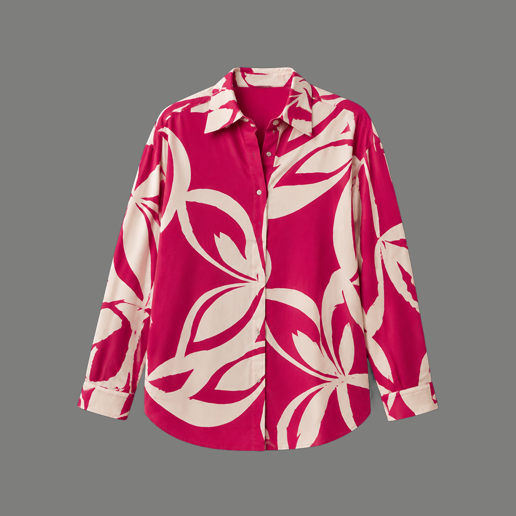 Magenta Abstract Floral Shirt - flat