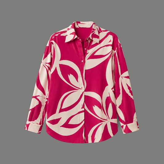 Magenta Abstract Floral Shirt - flat