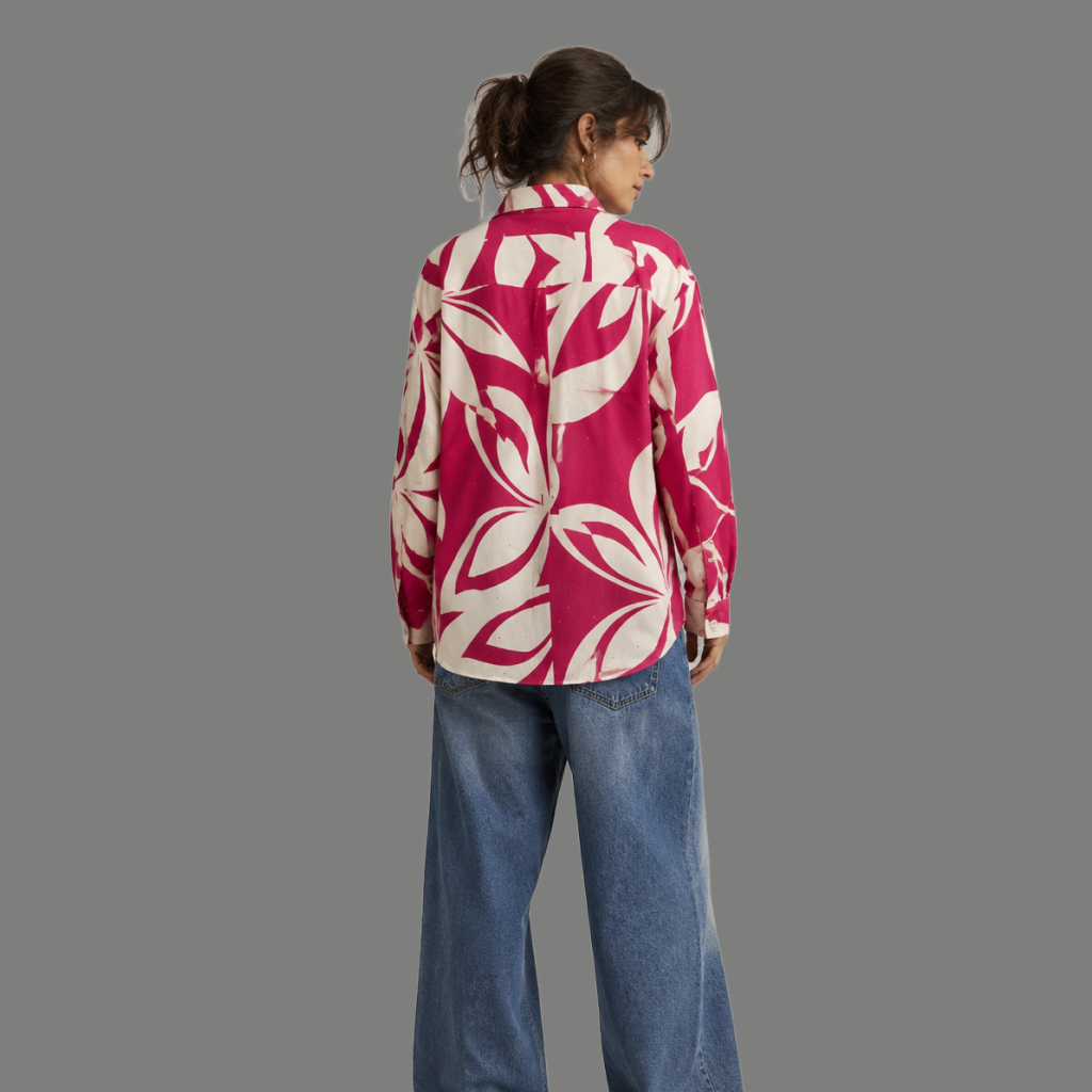 Magenta Abstract Floral Shirt - back