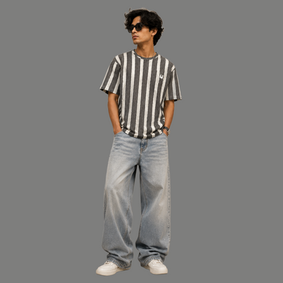 Charcoal Stripe Oversized Tee