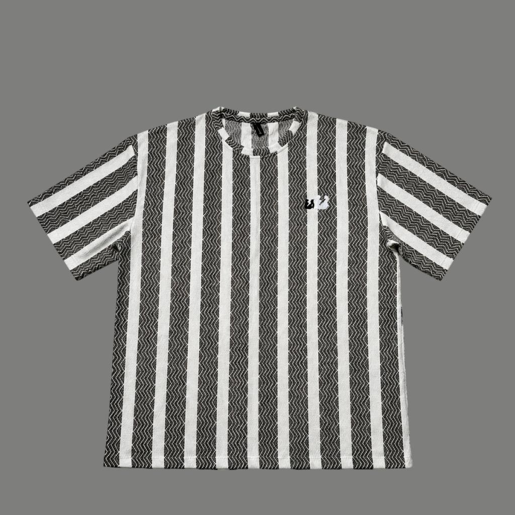 Charcoal Stripe Oversized Tee - flat