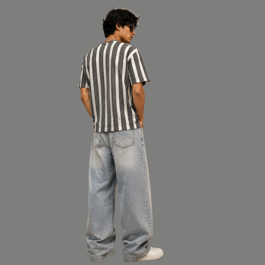 Charcoal Stripe Oversized Tee - back