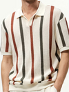 Retro Stripe Knit Polo Shirt
