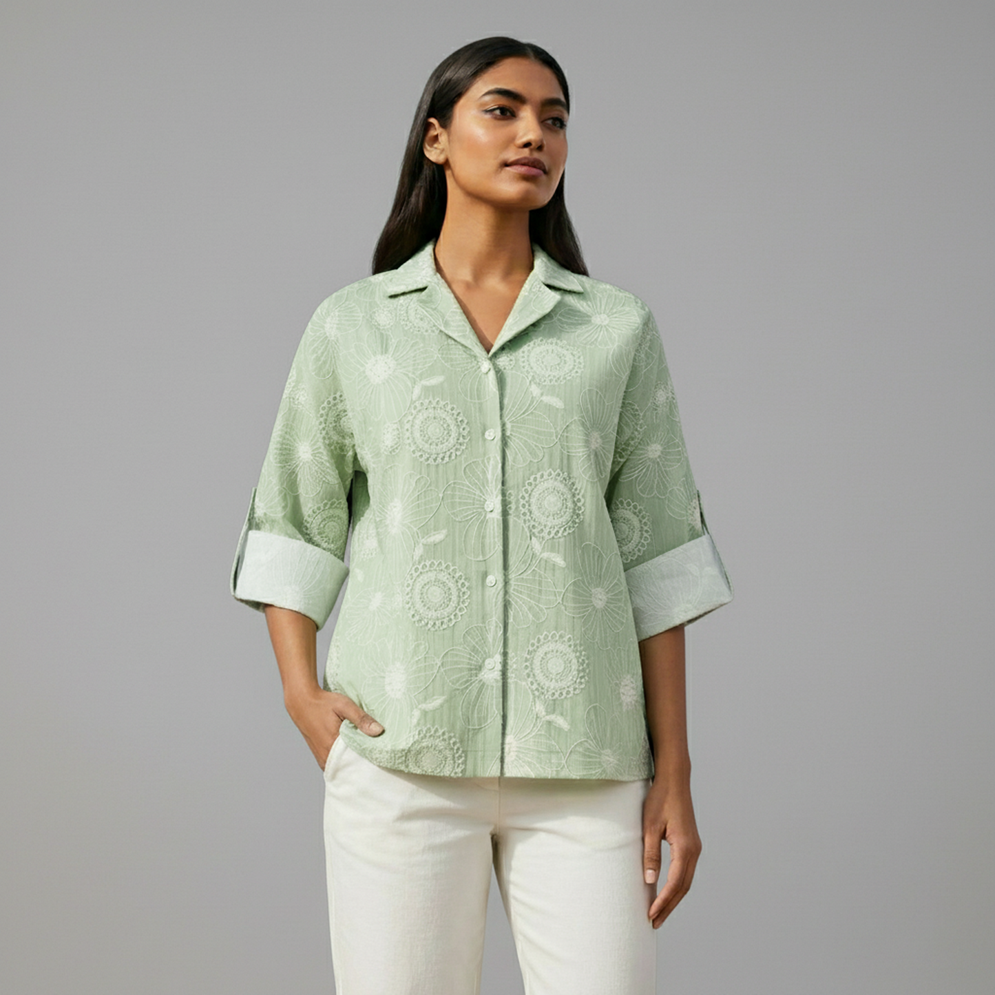 Floral Embroidery Shirt