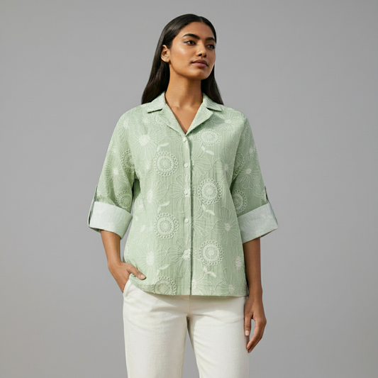 Floral Embroidery Shirt