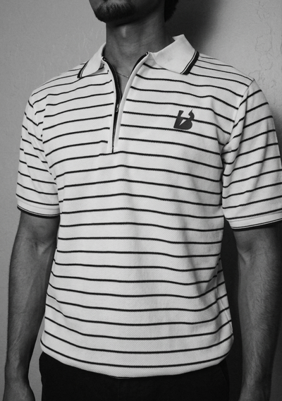 Stripped Quater zipper Polo
