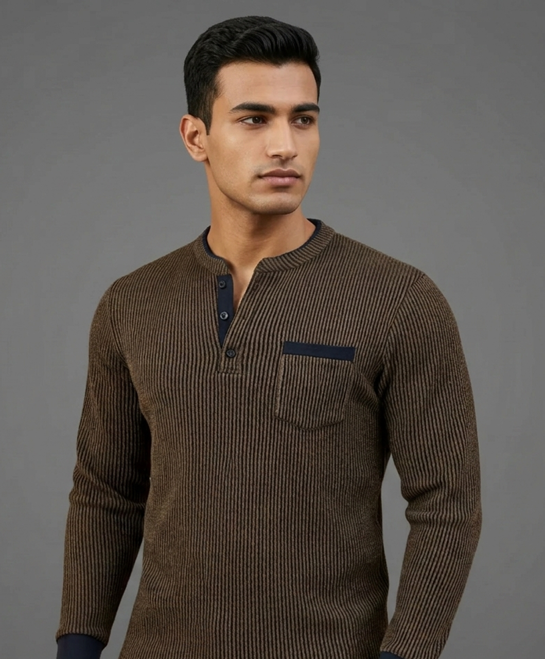 Two-Tone Tech-Knit Henley