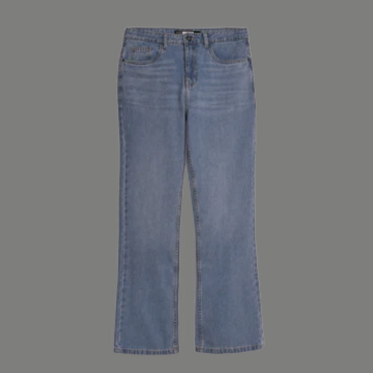 Relaxed Mid Rise Straight Cut Denim Jean