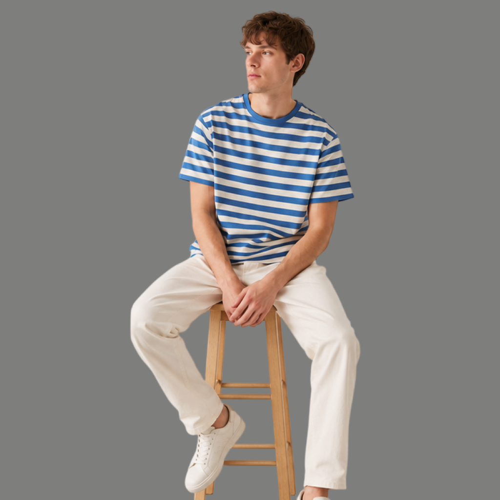 Classic Short Sleeve Striped Cotton T Shirt