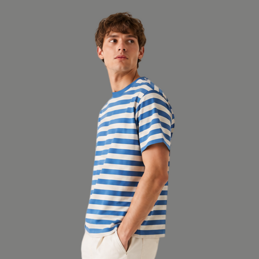 Classic Short Sleeve Striped Cotton T Shirt