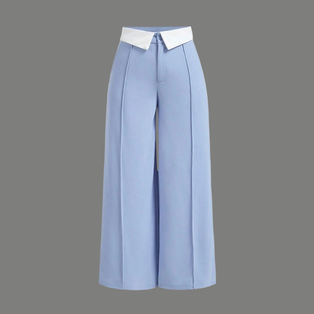 High Waist Wide Leg Foldover Waistband Trousers