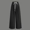 Tailored Drawstring Accent Pinstripe Wide Leg Trousers