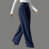 Tailored High Waist Pinstripe Belted Wide Trousers