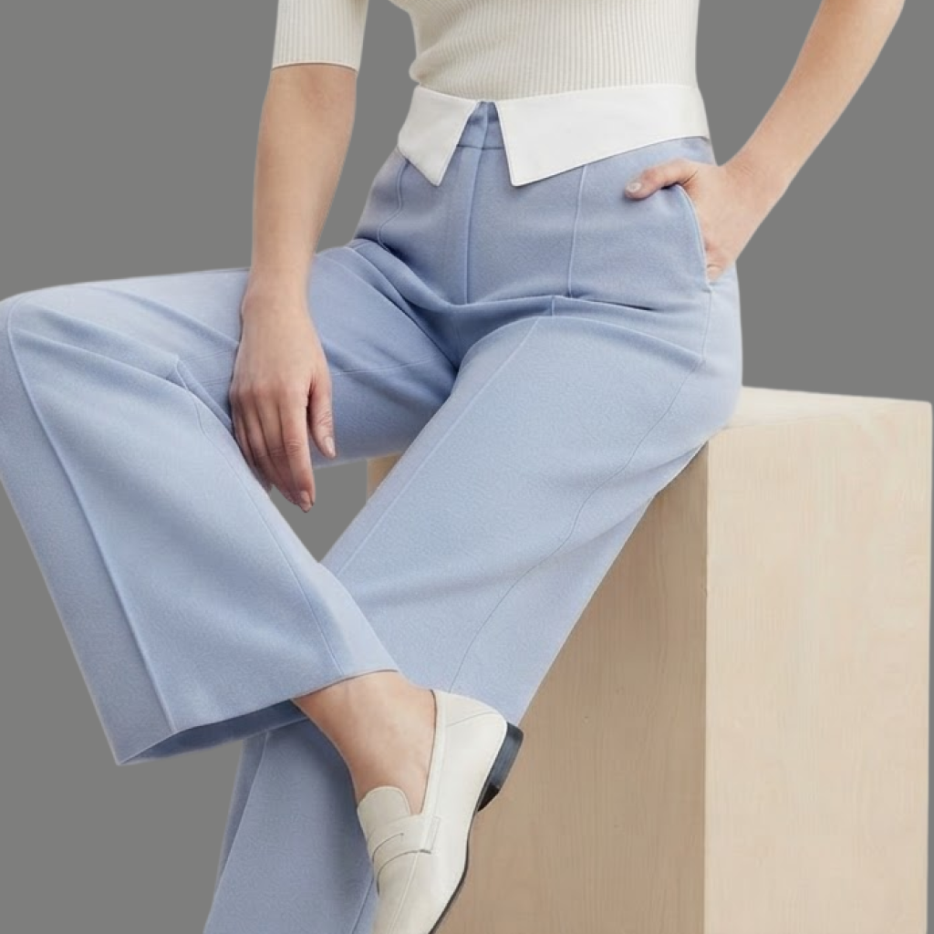 High Waist Wide Leg Foldover Waistband Trousers