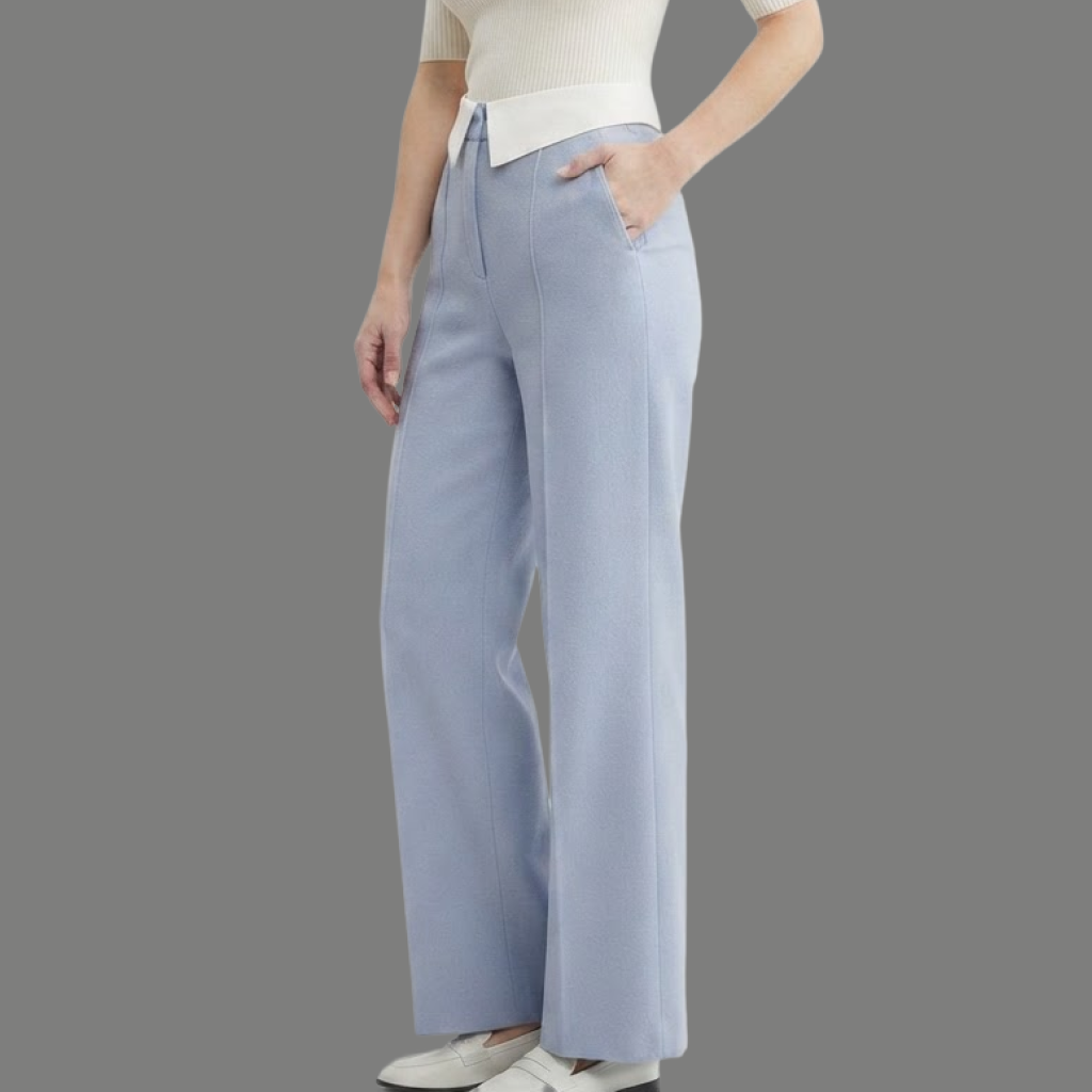 High Waist Wide Leg Foldover Waistband Trousers