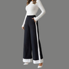 High Waist Side Stripe Wide Leg Trousers