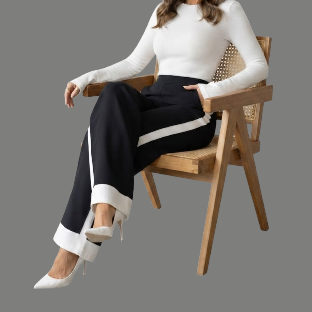 High Waist Side Stripe Wide Leg Trousers