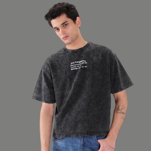 Relaxed Fit Graphic Printed Acid Wash Tee