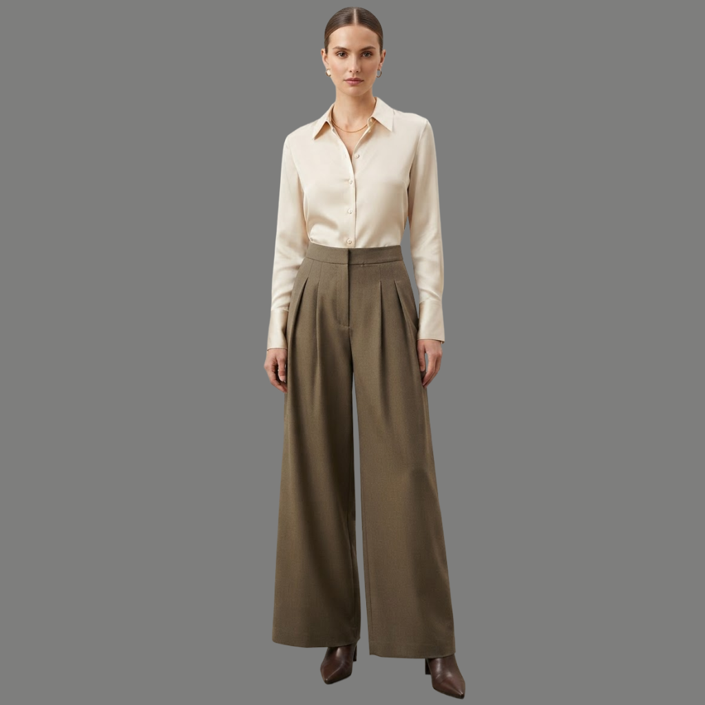 High Waist Wide Leg Pleated Dress Trousers