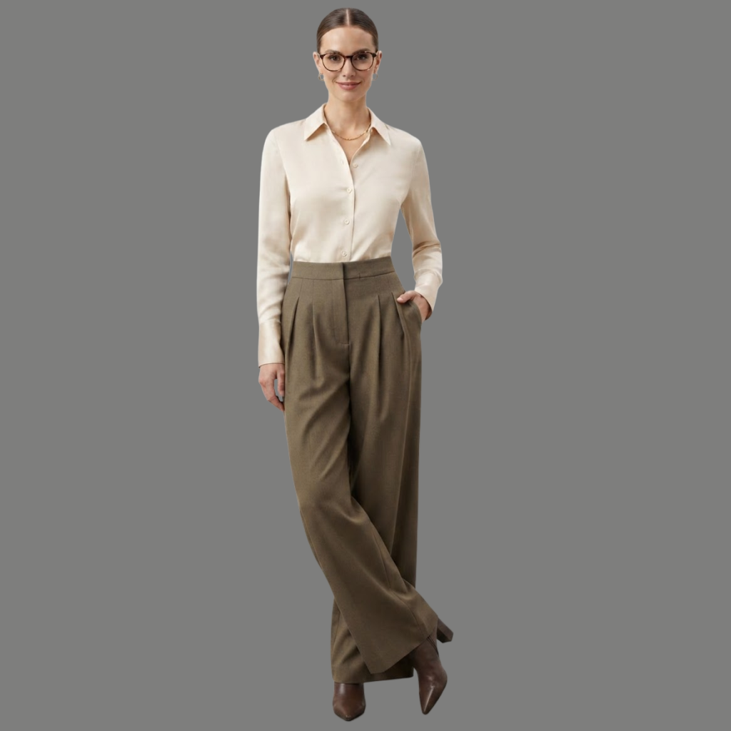 High Waist Wide Leg Pleated Dress Trousers