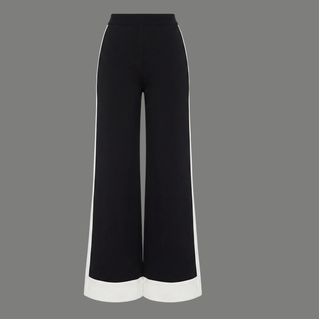 High Waist Side Stripe Wide Leg Trousers