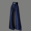 Tailored High Waist Pinstripe Belted Wide Trousers