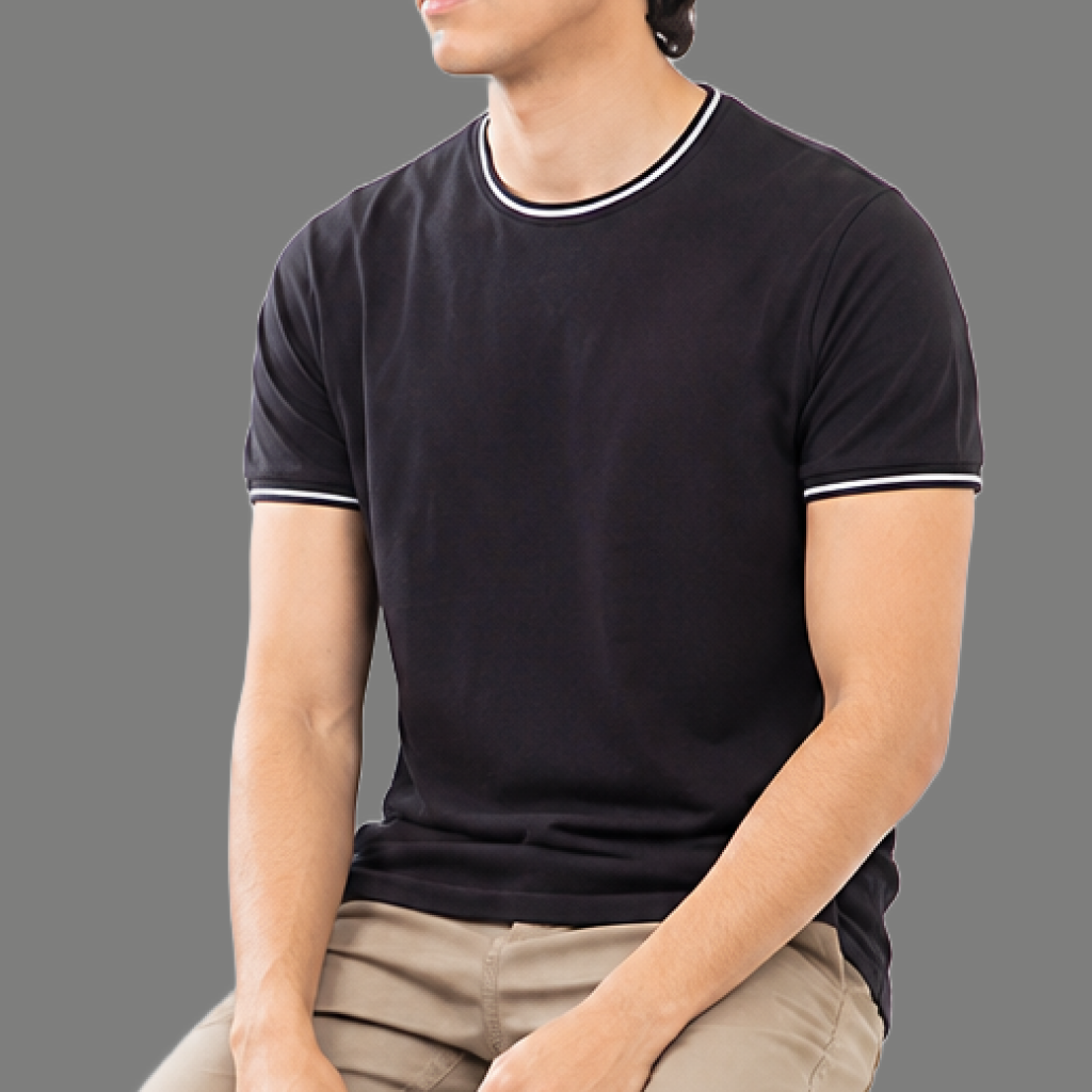 Relaxed Fit Tipped Trim Short Sleeve T Shirt