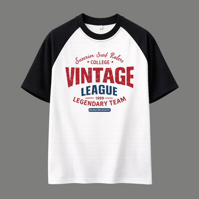 Relaxed Fit Vintage Graphic Raglan Sleeve Shirt