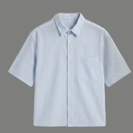Relaxed Fit Vertical Stripe Pocket Button Down