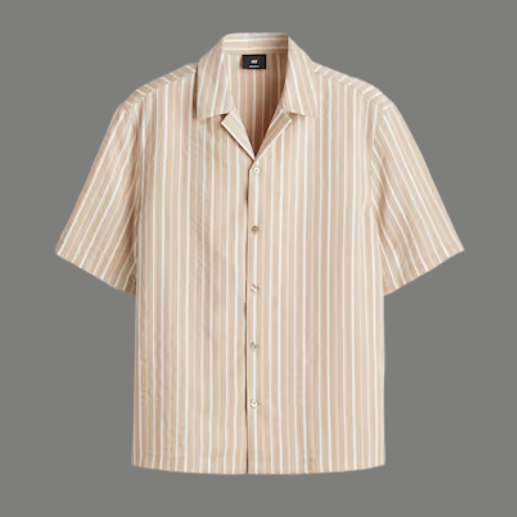Oversized Striped Short Sleeve Resort Button Shirt