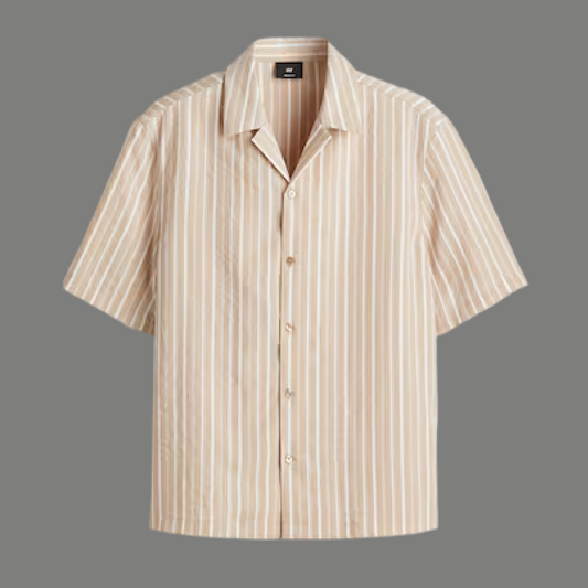 Oversized Striped Short Sleeve Resort Button Shirt
